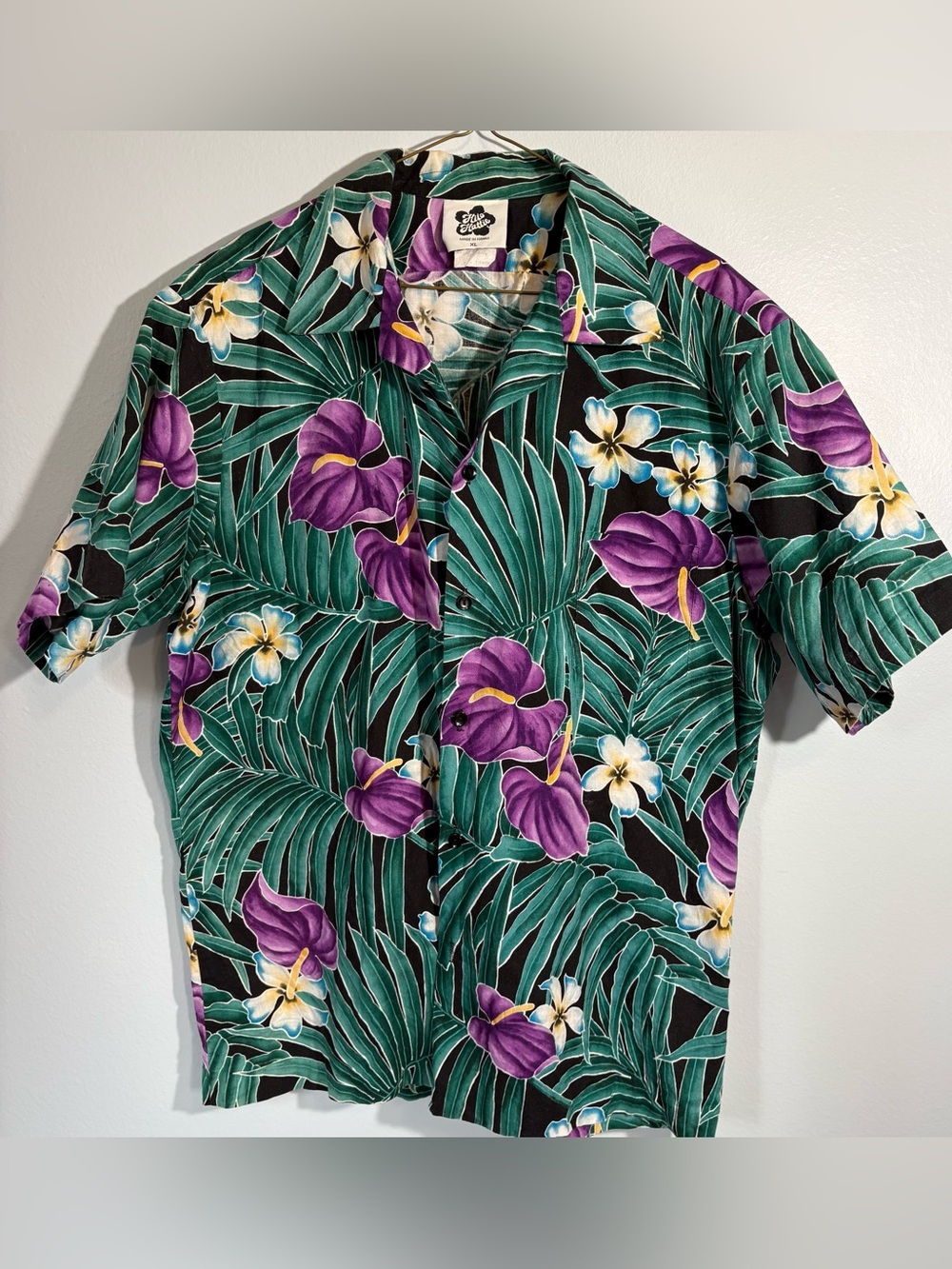 Vintage Hilo Hattie Anthurium & Palm Leaf Hawaiian Aloha Shirt XL